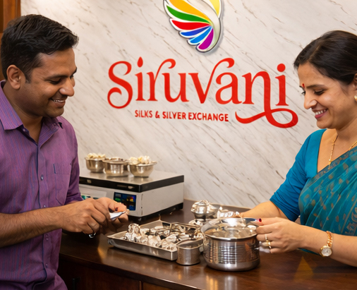 Old silver products evaluation in shop