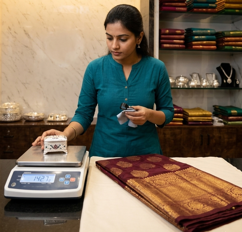 Silk saree weight testing